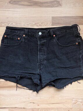 Levi's 501 Black Distressed Shorts